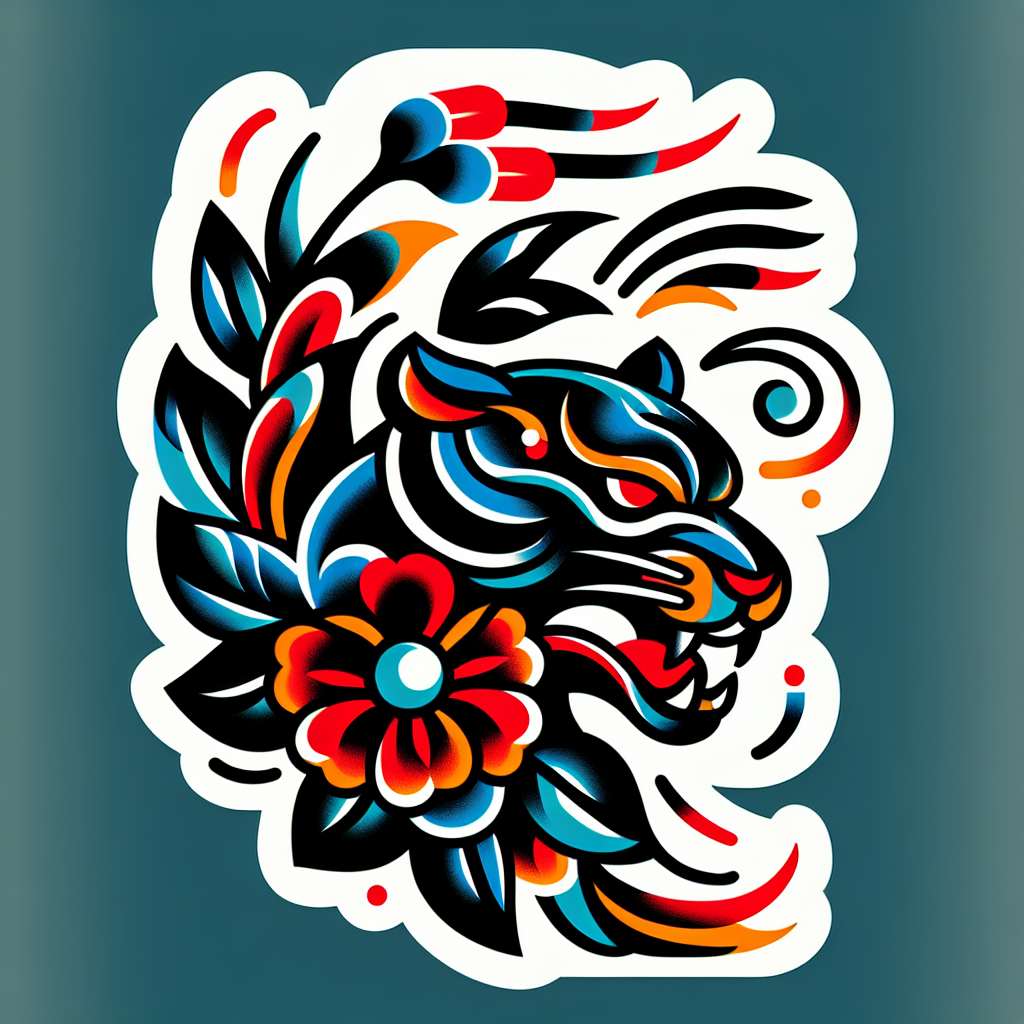 Traditional "A panther head" Tattoo Design