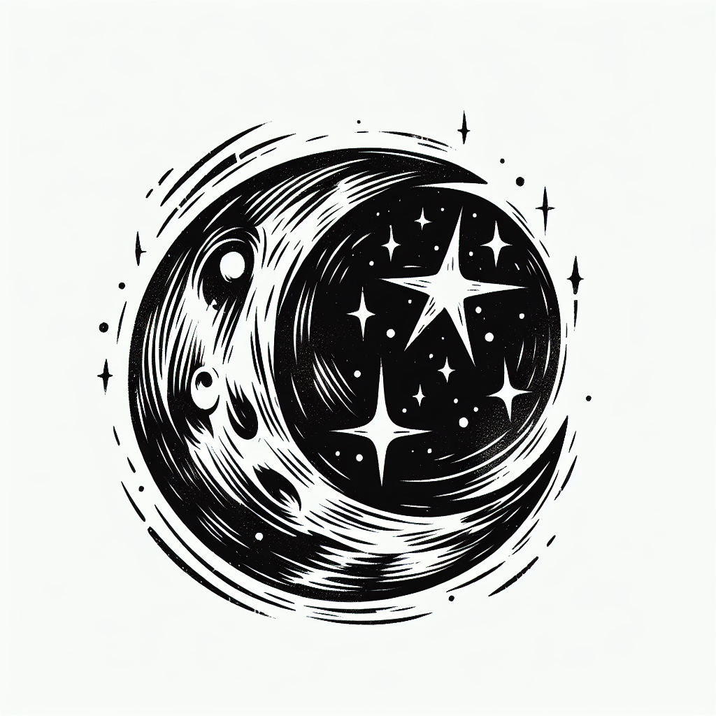 Sketch "Moon and star intertwined." Tattoo Design