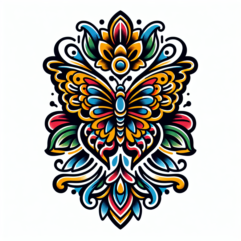 Traditional "a butterfly" Tattoo Design