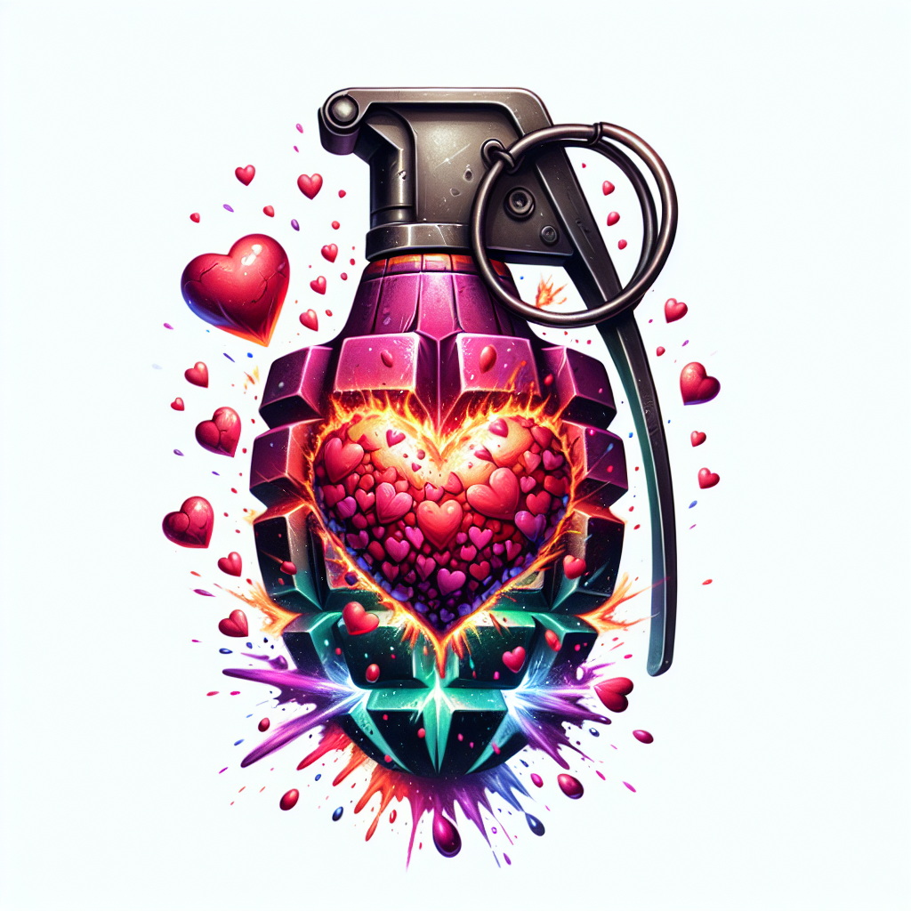 Realism "A grenade that explodes and releases hearts particles." Tattoo Design