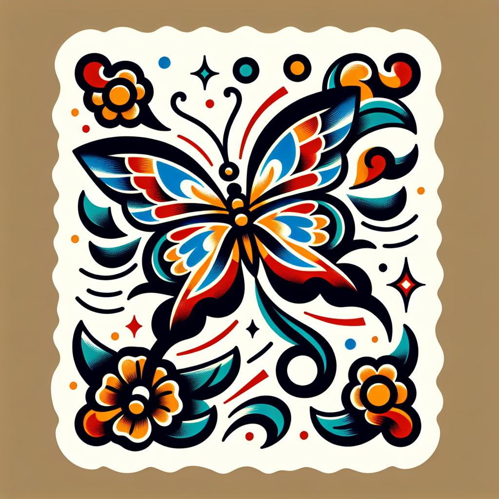 Traditional "a butterfly" Tattoo Design