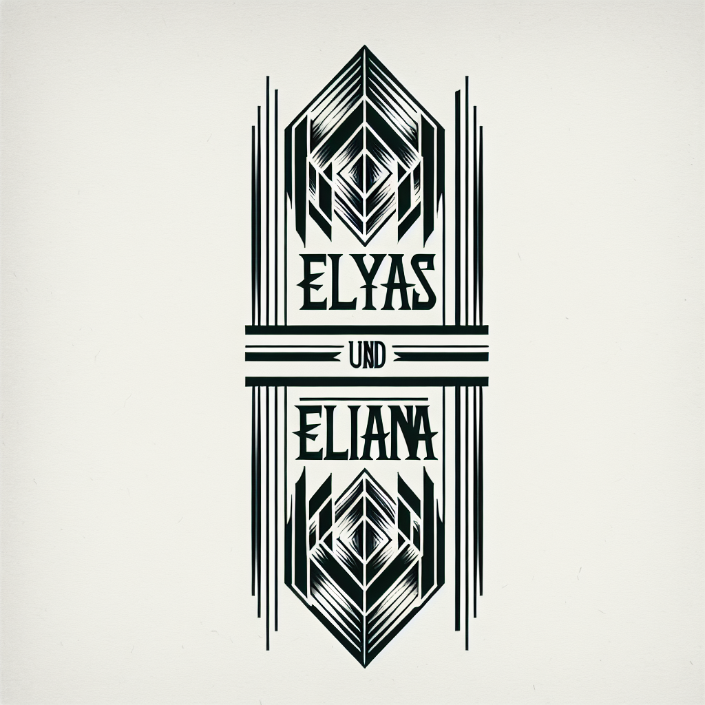 Geometric "Namen Elyas und Eliana" Tattoo Design