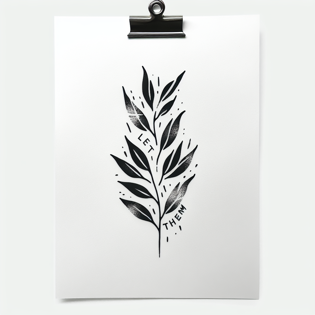 Sketch "Delicate laurel leaves with pretty font “let them”" Tattoo Design