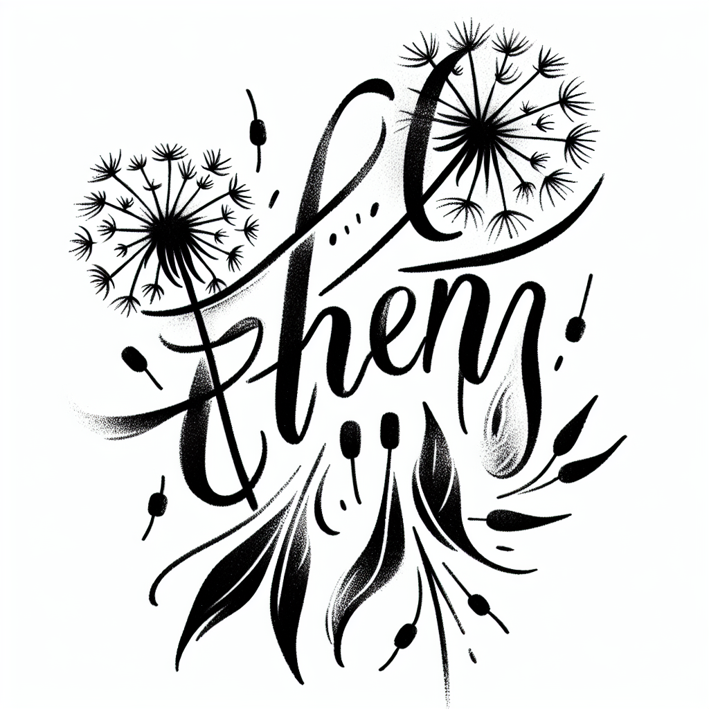 Sketch "Feminine font “let them” with delicate dandelion seeds" Tattoo Design