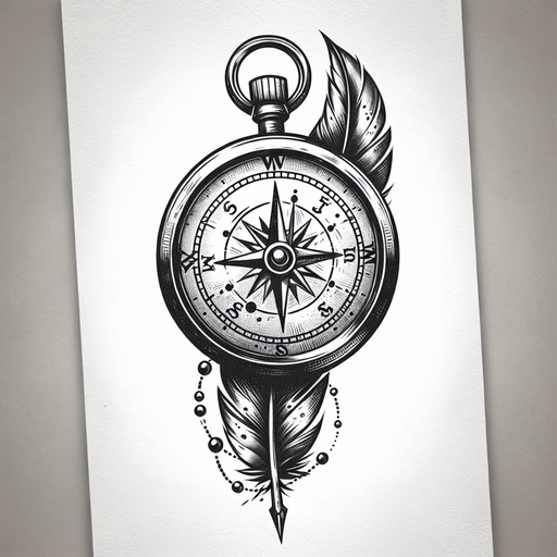 A Compass Merged With A Clock Face, Where The Clock Hands Are Shaped Like Quill Pens, Symbolizing The Direction And Timelessness Of Storytelling.