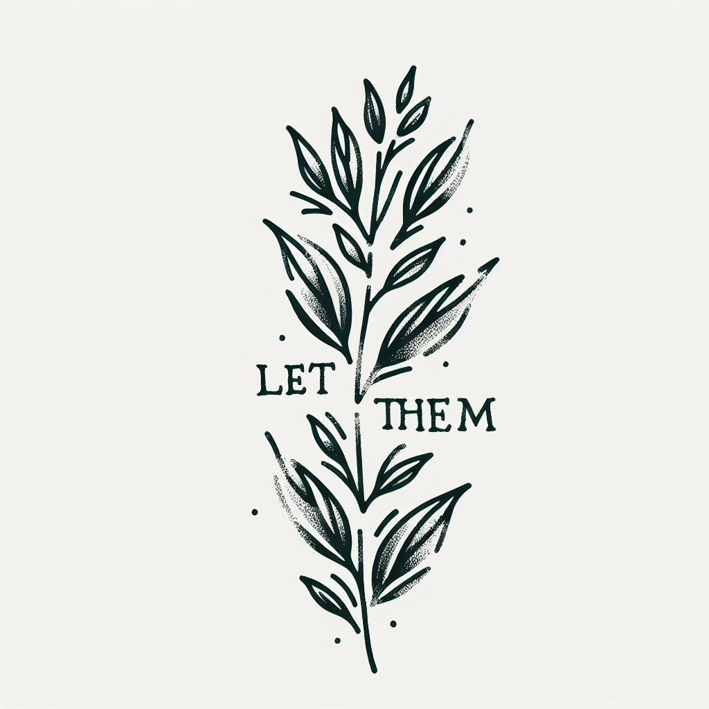 Sketch "Small tattoo with delicate laurel leaves and pretty “let them”" Tattoo Design