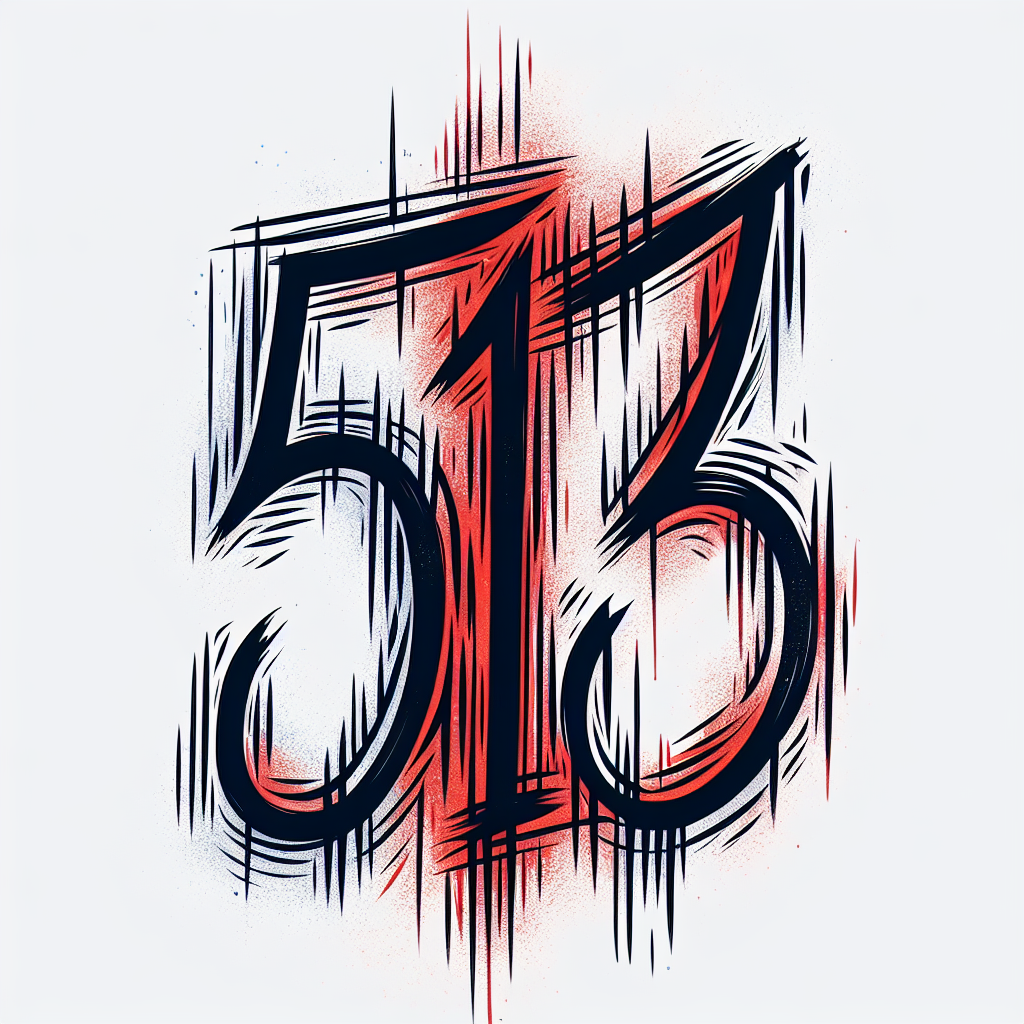 Sketch "The numbers “513” in black ink with a red line going through each number" Tattoo Design