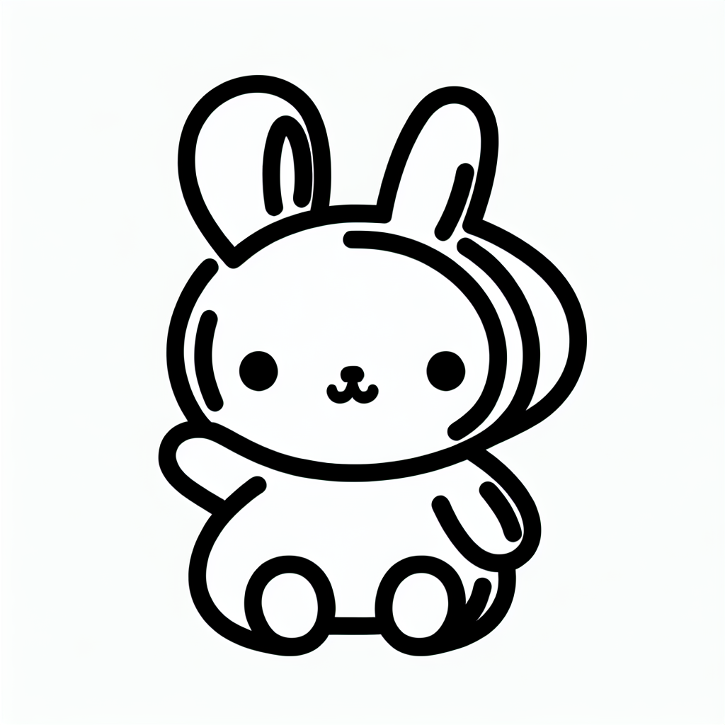 Chiikawa Art Style Kawaii Plush Bunny Icon Lineart