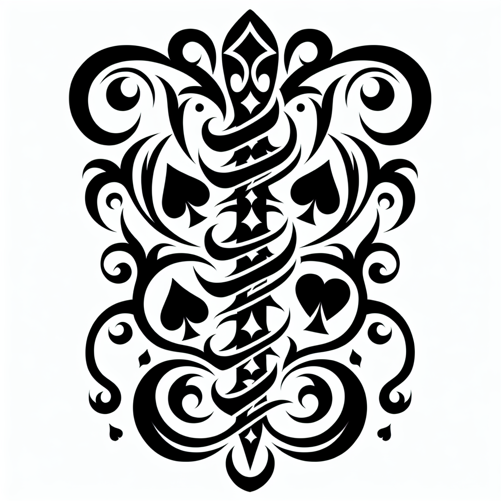 Tribal "An intricate blackheart vine intertwined with spade symbols ,like the spinal column" Tattoo Design