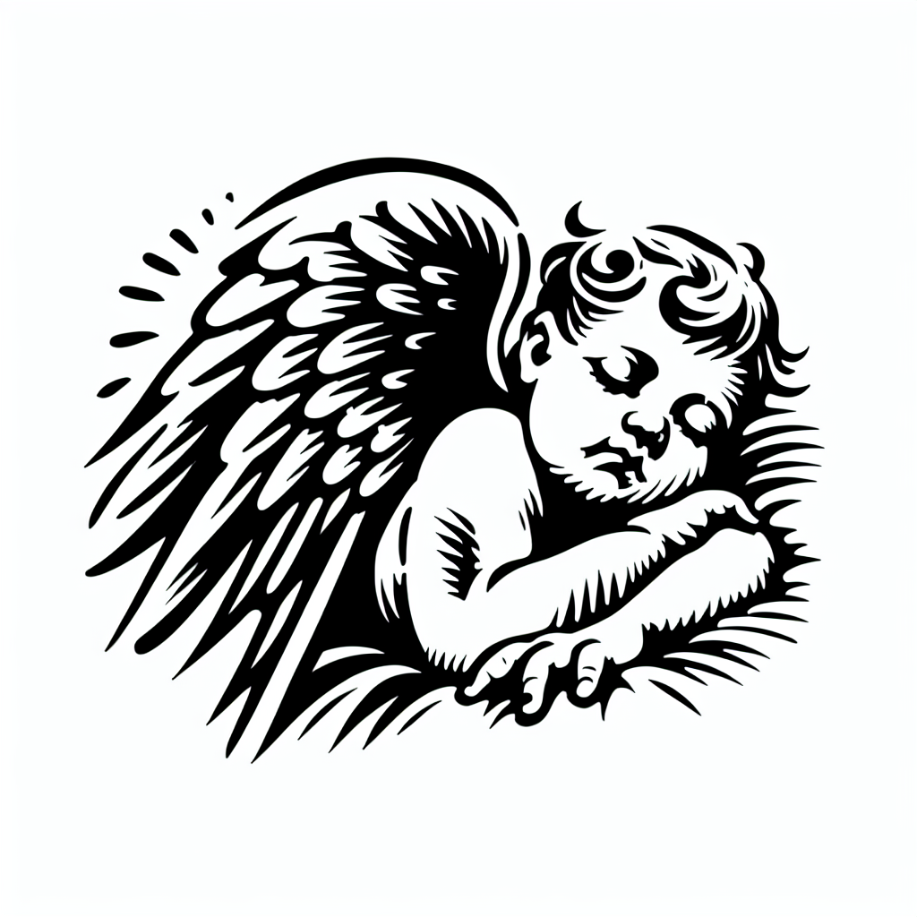 Sketch "Baby angel sleeping" Tattoo Design