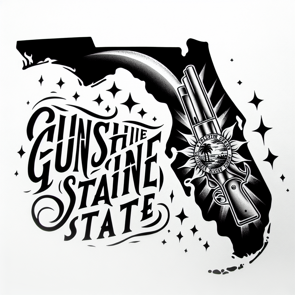 Realism "Florida state with Gunshine State wording extremely detailed" Tattoo Design