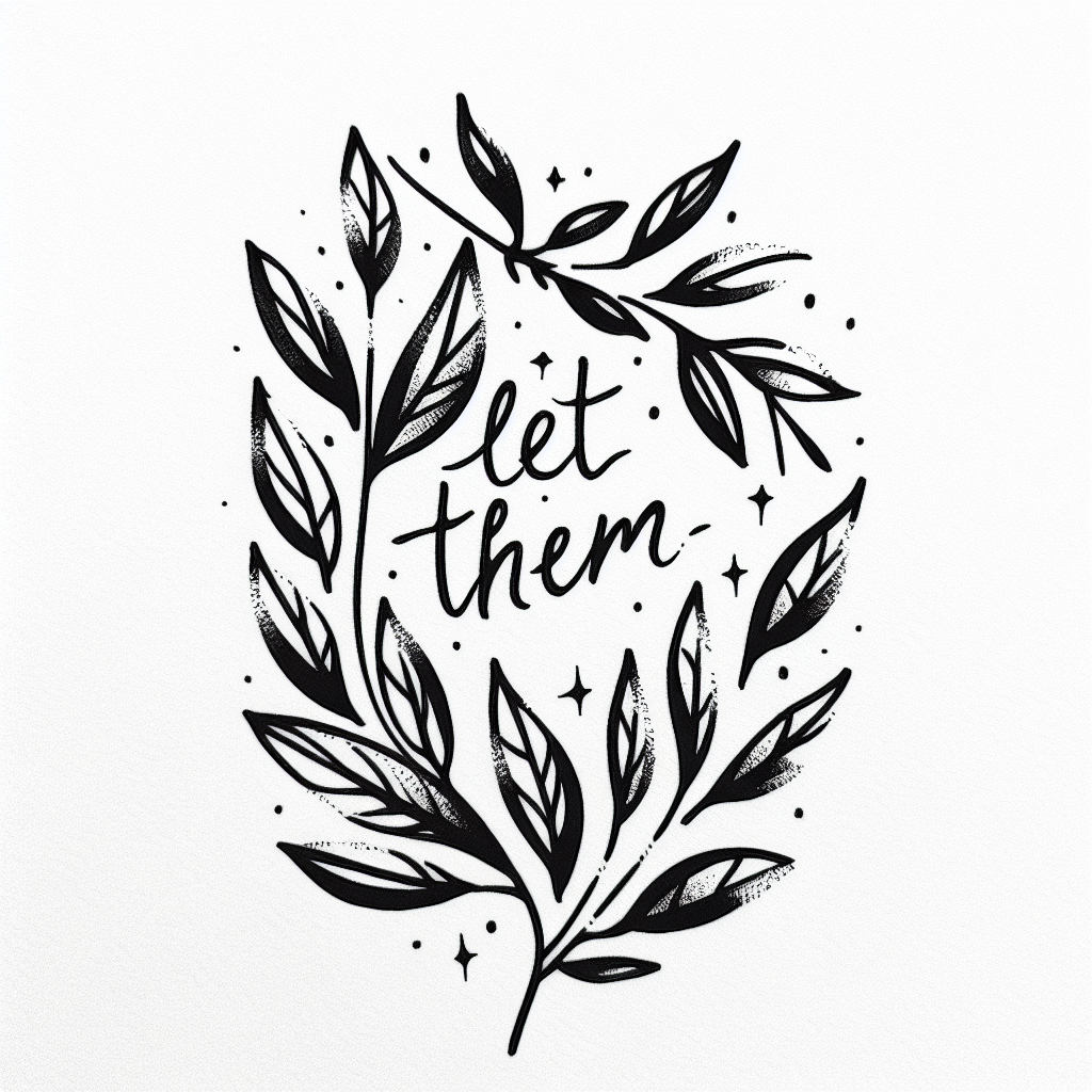 Sketch "Delicate laurel leaves with pretty font “let them”" Tattoo Design