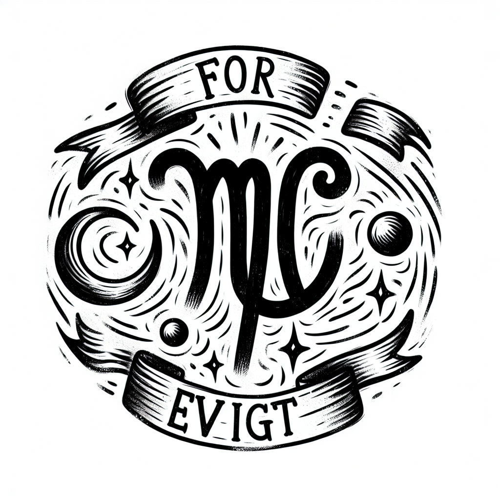 Sketch ""For Evigt" surrounding a Virgo symbol" Tattoo Design