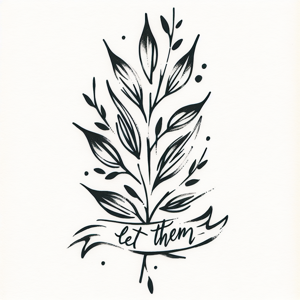 Sketch "Small tattoo with delicate laurel leaves and pretty “let them”" Tattoo Design