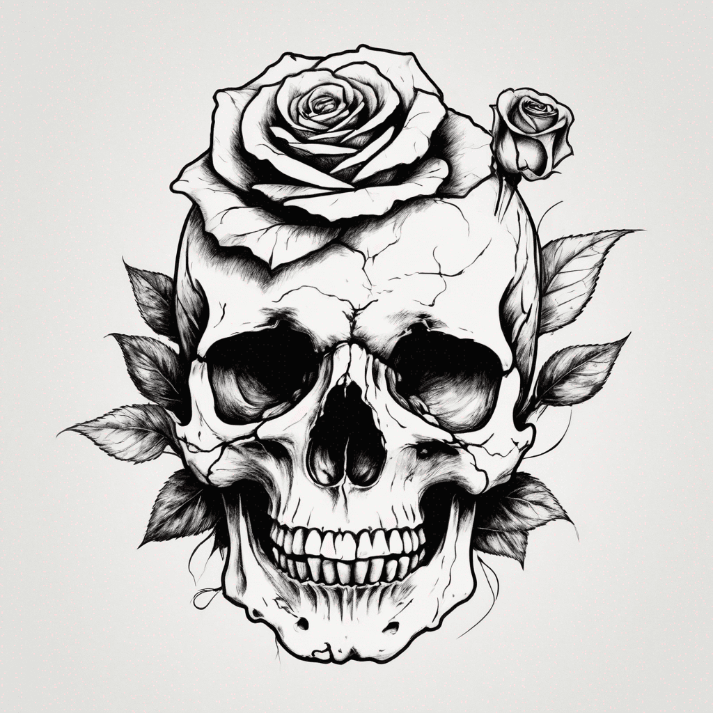 Skull With Rose On Top