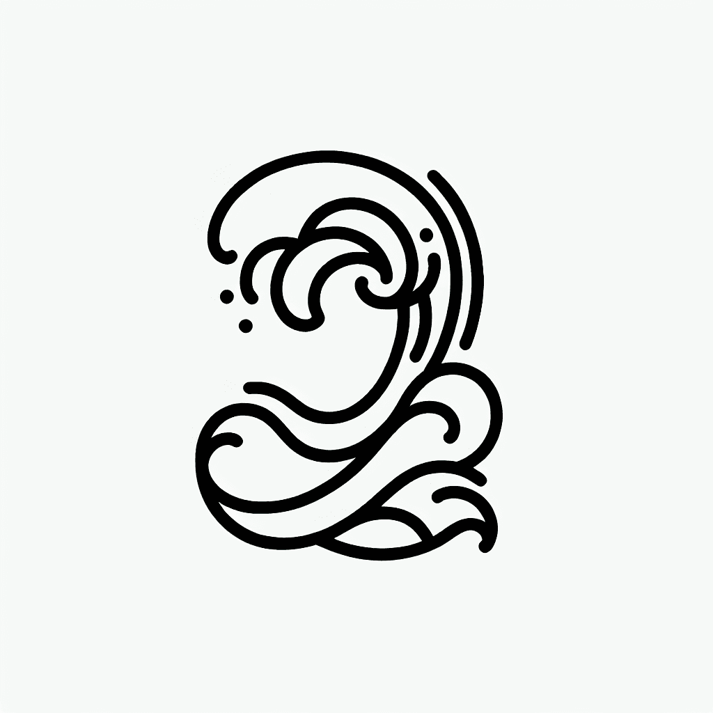 Single line "japanese wave" Tattoo Design