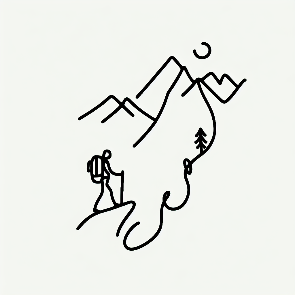 Single line "small and simple line work tattoo about adventures" Tattoo Design
