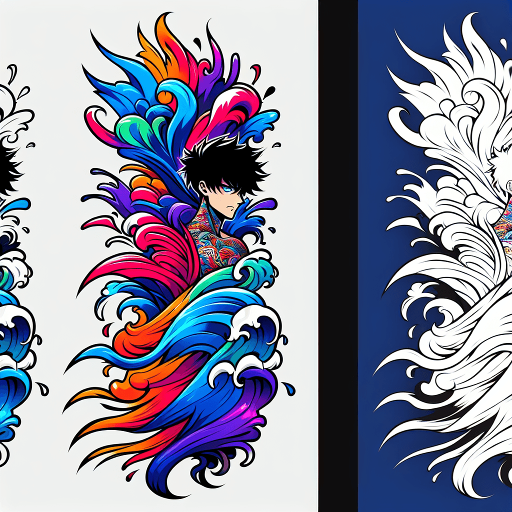 Anime "waves" Tattoo Design