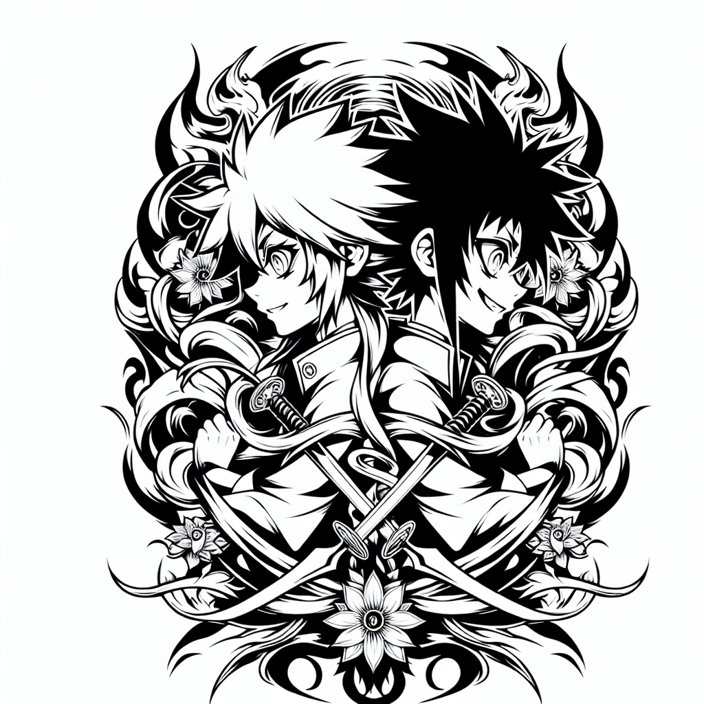 Anime "Goku e Vegeta homenagem" Tattoo Design