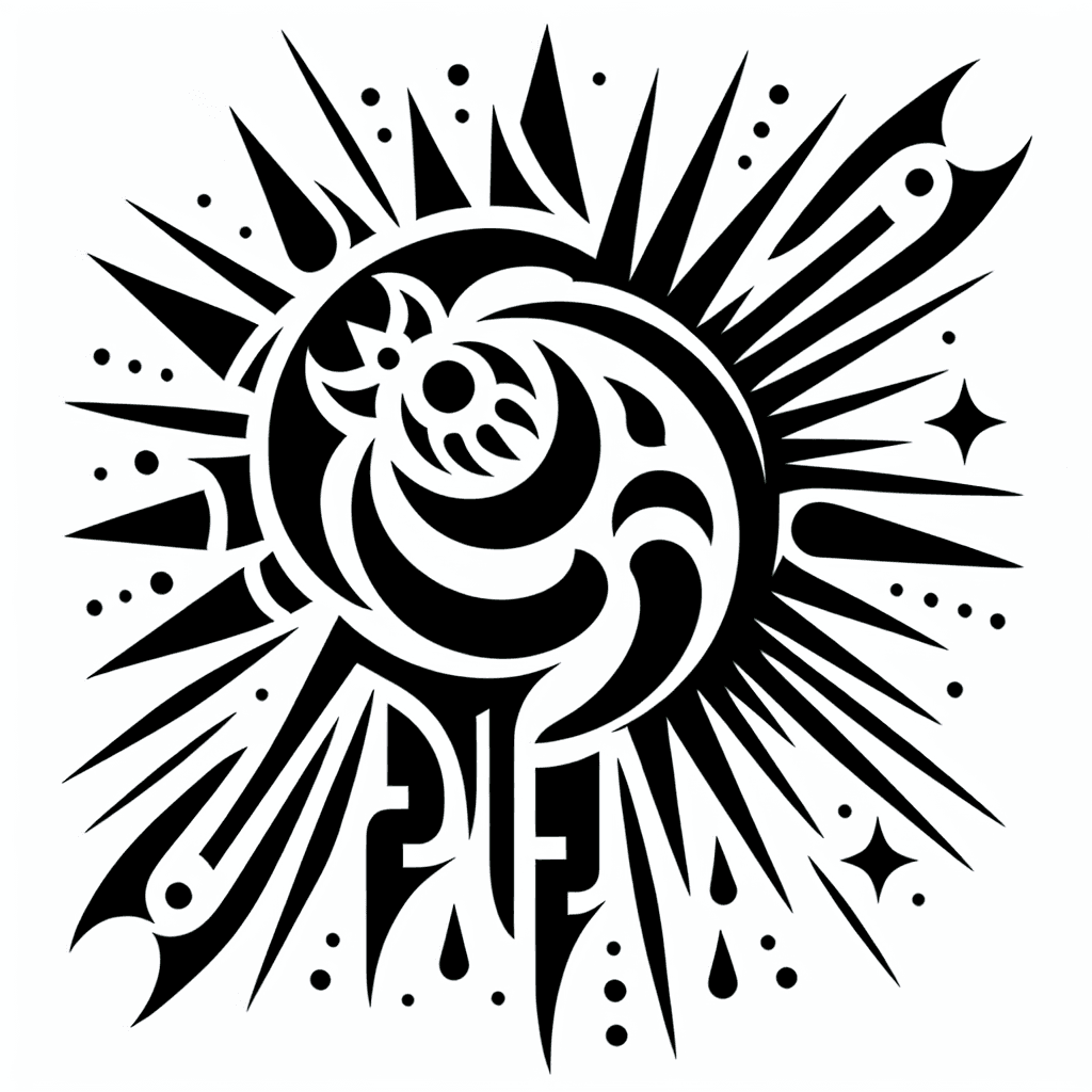 Tribal "Shinning sun With rays" Tattoo Design