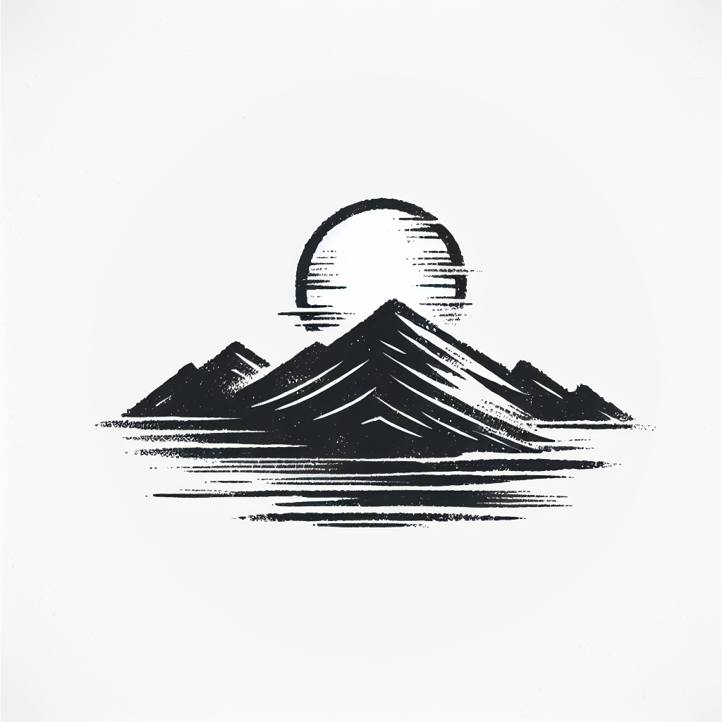 Sketch "minimalist mountain range with a rising sun behind" Tattoo Design