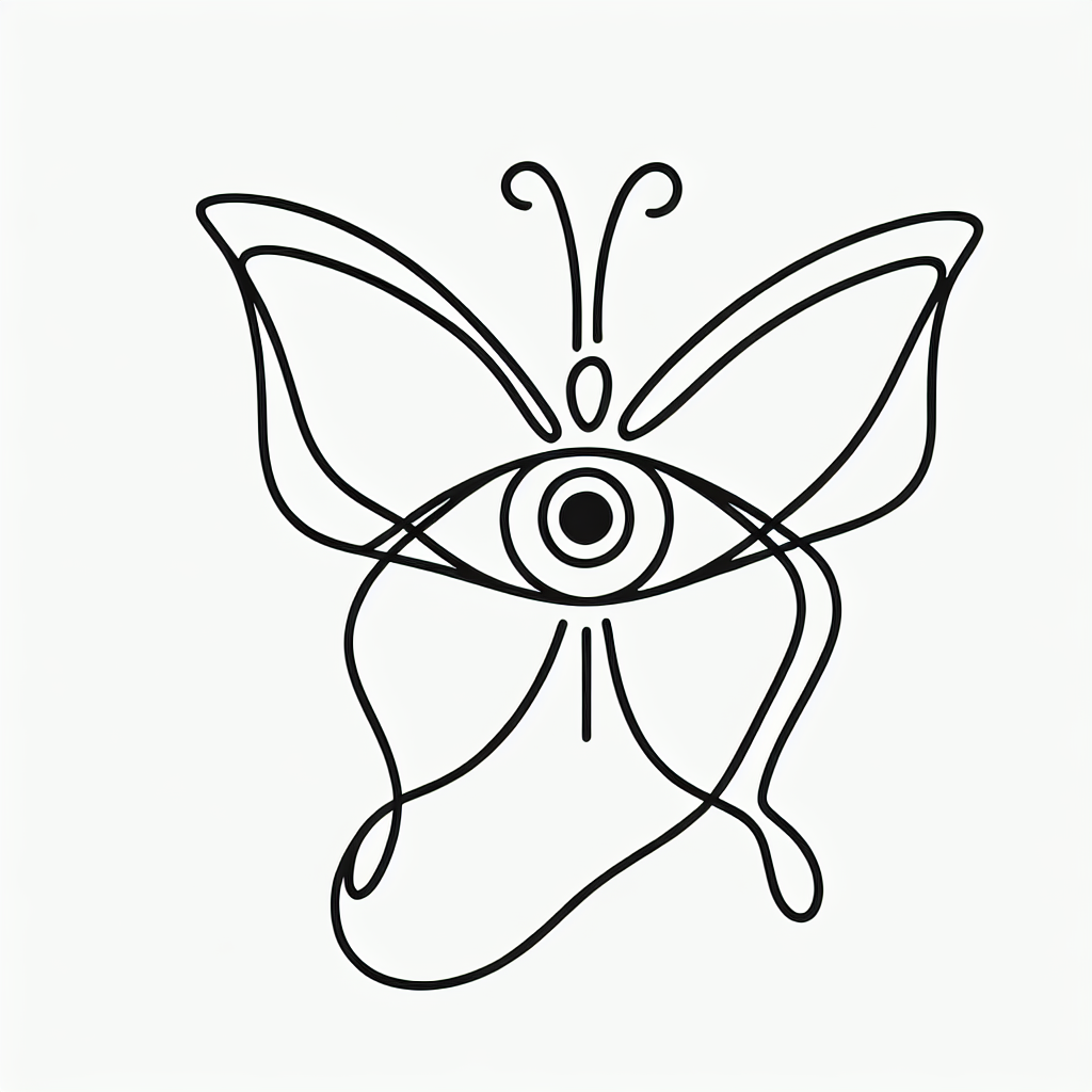 Single line "butterfly with eye" Tattoo Design