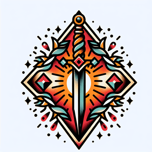 Traditional "a sword in diamond" Tattoo Design