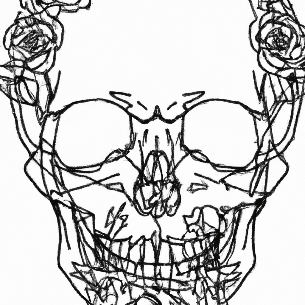 Sketch "a skull with flowers" Tattoo Design