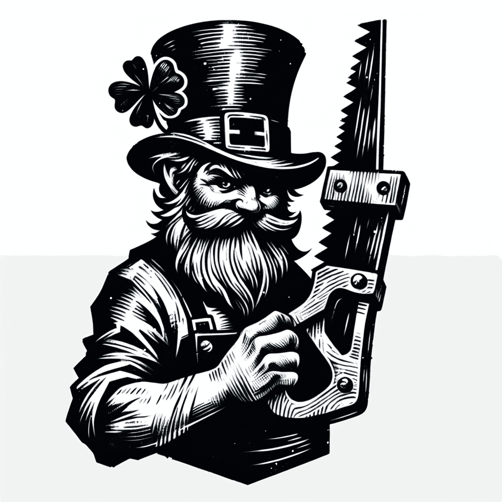 Sketch "A Leprechaun carpenter with a saw in one hand." Tattoo Design