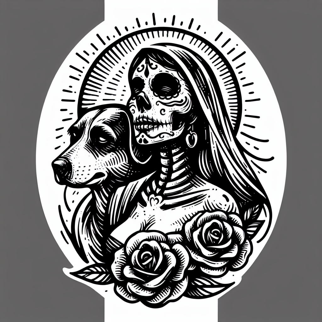 Sketch "la muerte + dog" Tattoo Design