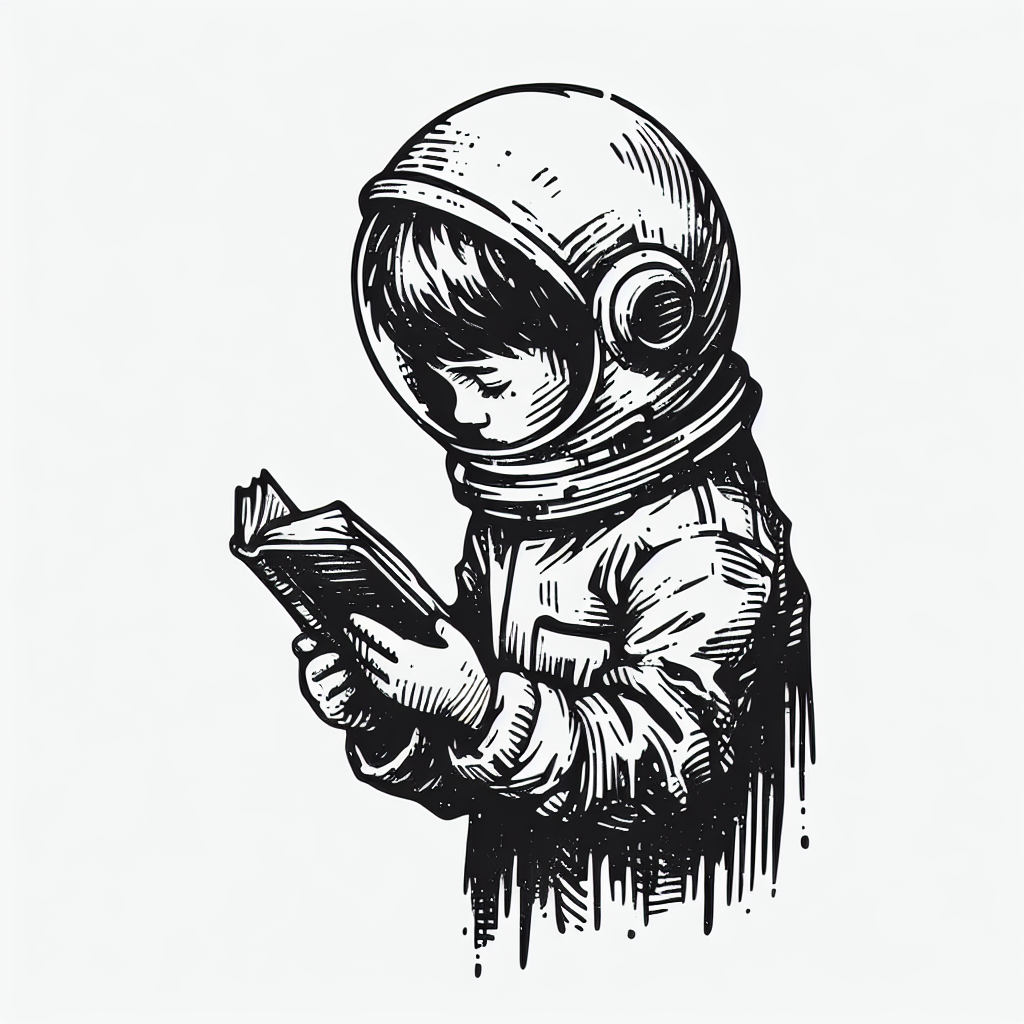 Sketch "Astronauta criança lendo livro" Tattoo Design