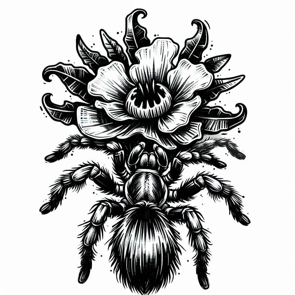 Sketch "Tarantula with carnivorous plant abdome" Tattoo Design