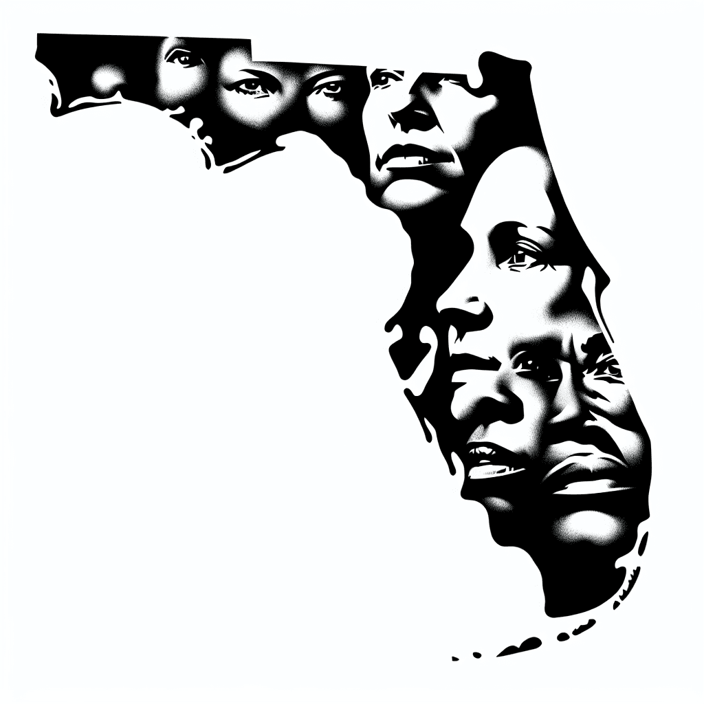 Portrait "Florida state with gunshine state" Tattoo Design