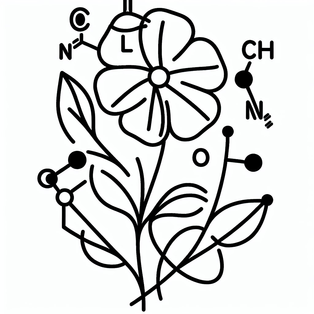 Single line "La chance with flower and molecule" Tattoo Design
