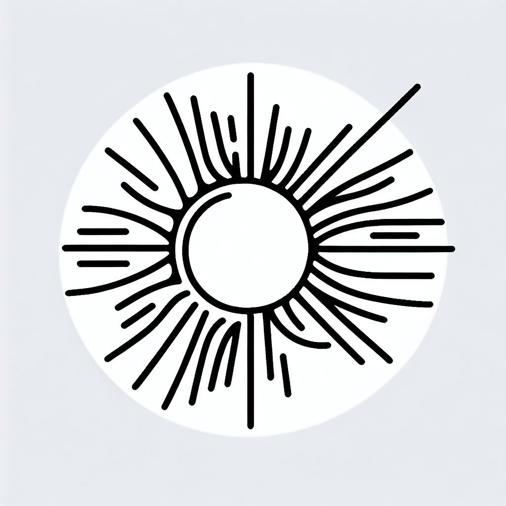 Single line "Sun with rays, simple 2d" Tattoo Design