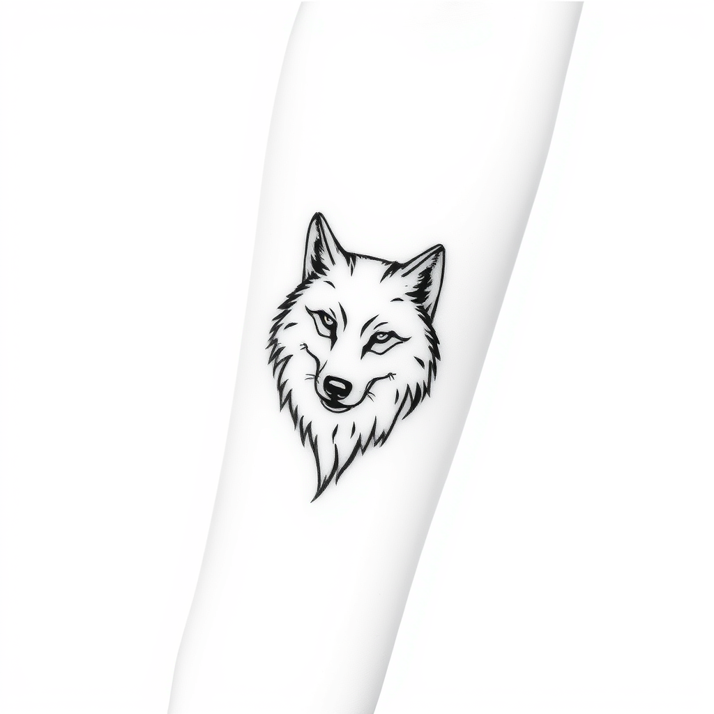 Single line "forearm small wolf tatto" Tattoo Design