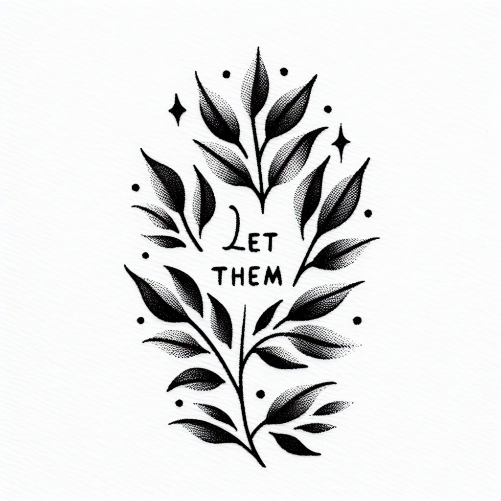 Sketch "Small tattoo with laurel leaves and pretty font “let them”" Tattoo Design
