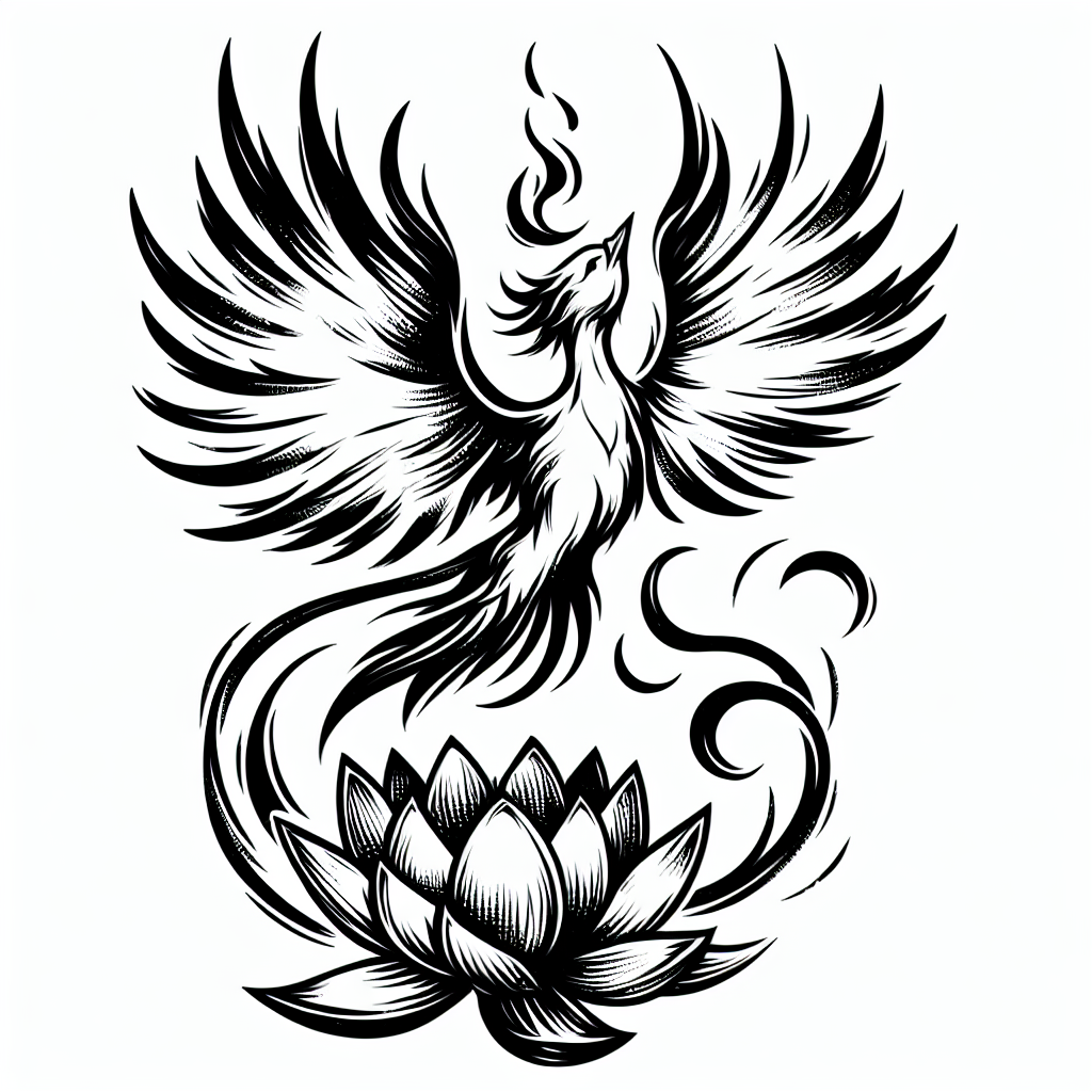 Phoenix Rising From A Lotus Flower