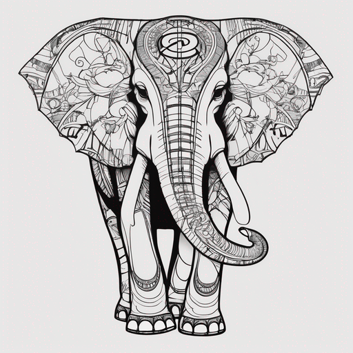 Single line "elephant" Tattoo Design