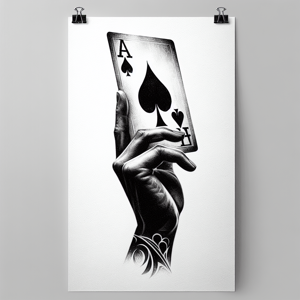 Realism "Playing card 4 of spades" Tattoo Design