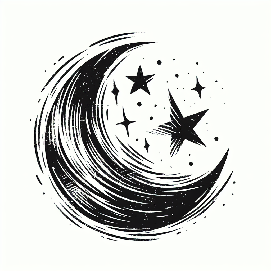 Sketch "Crecent moon and stars" Tattoo Design