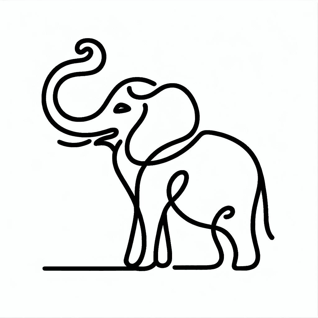 Single line "elephant" Tattoo Design