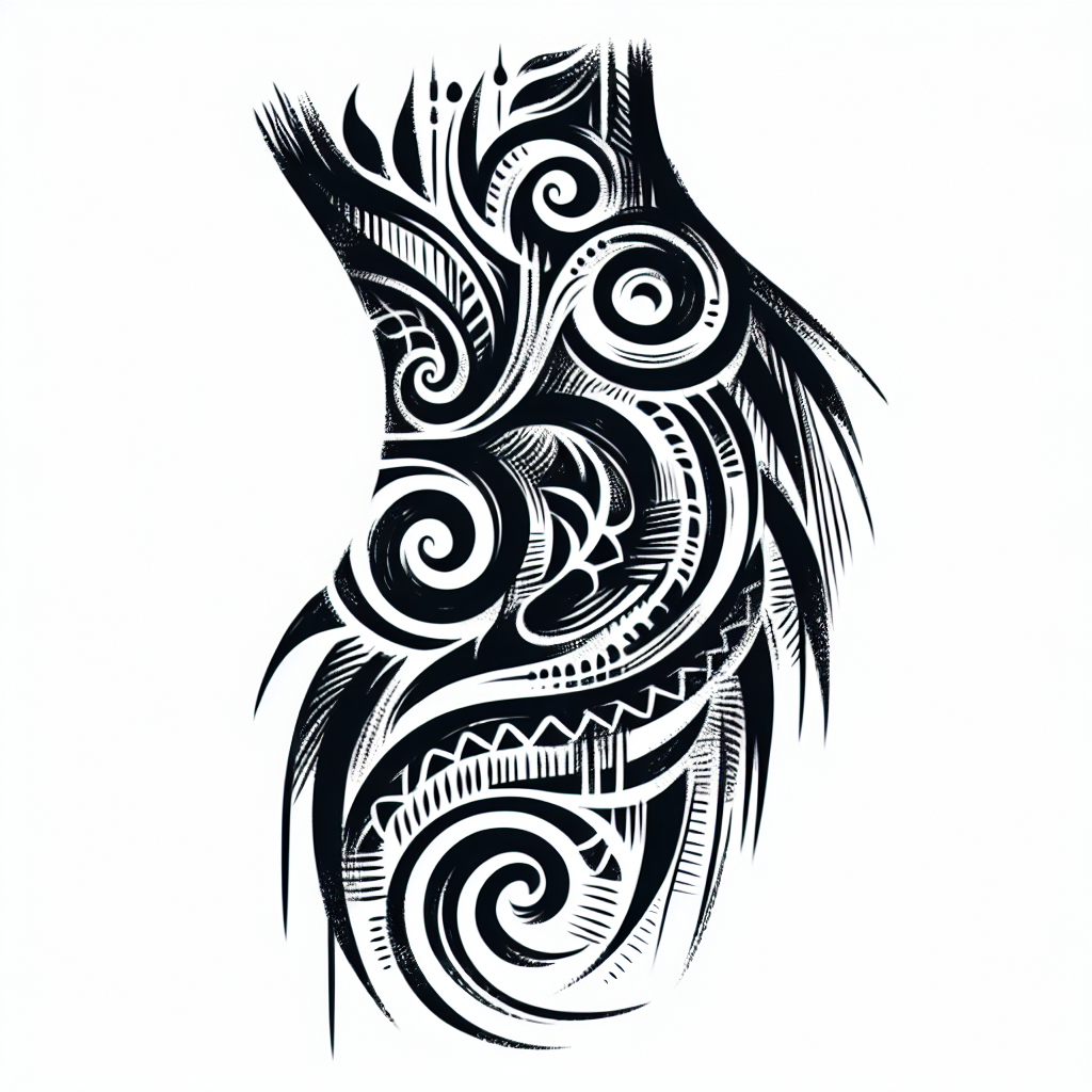 Sketch "A tribal tattoo of an intricate and mysterious contort blackheart vine design,like a spinal column,from neck to buttock" Tattoo Design