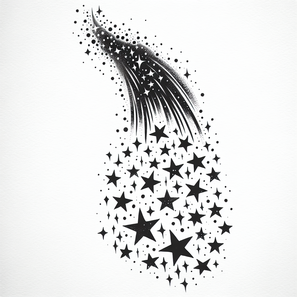 Sketch "Cascade of Stars: A tattoo depicting a stream of stars falling into infinity with an illusion of movement." Tattoo Design