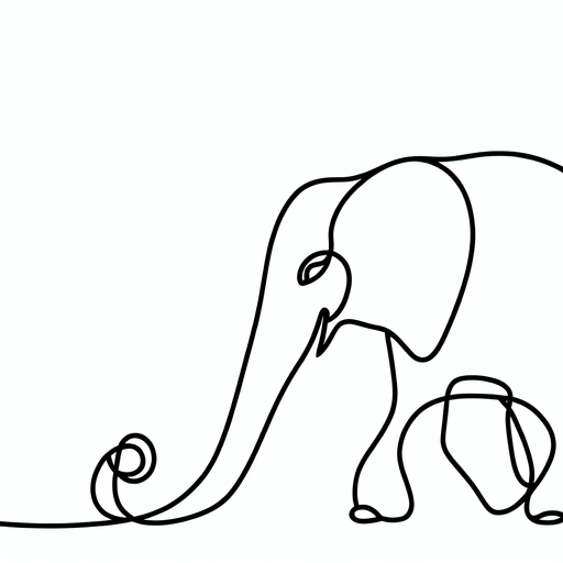 Single line "elephant" Tattoo Design