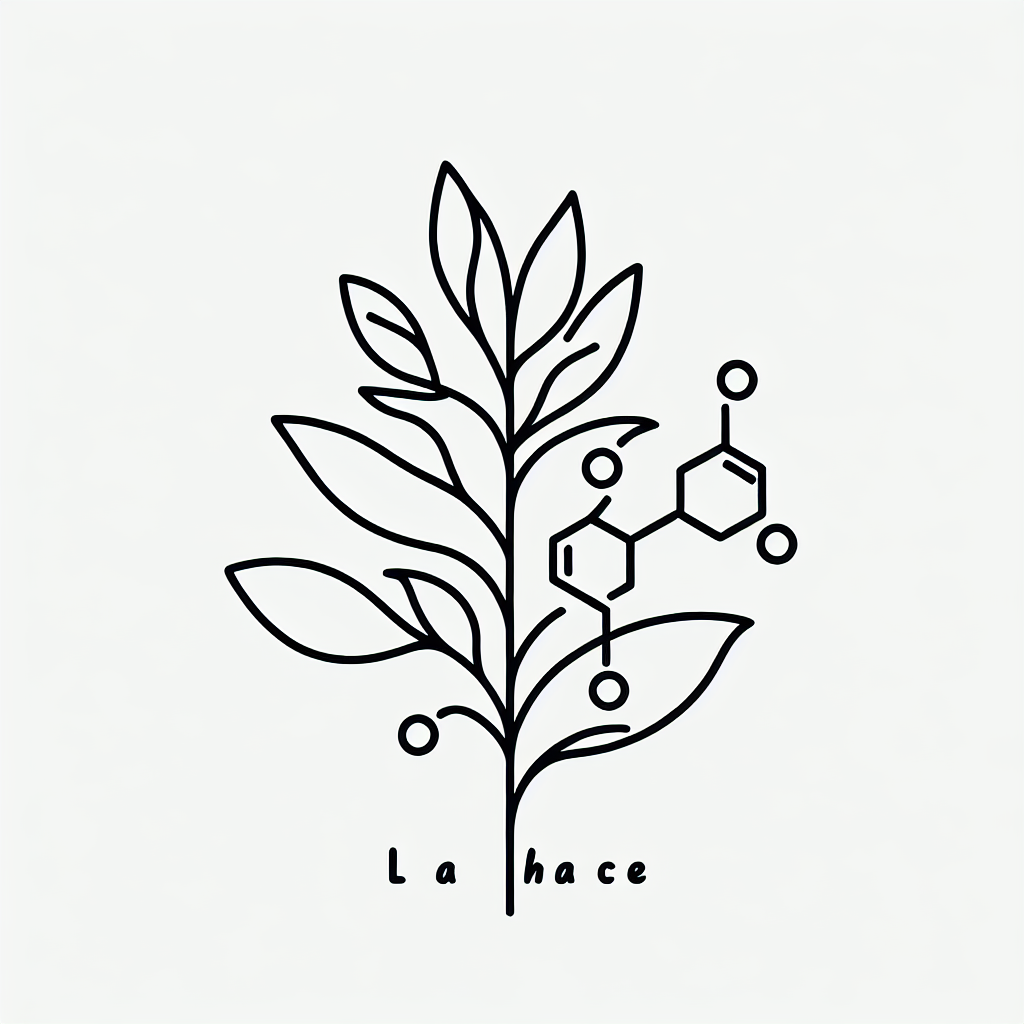 Single line "Word "La chance" with leaf and molecule, simple and minimal" Tattoo Design
