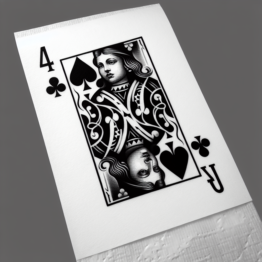 Realism "Playing card 4 of clubs" Tattoo Design