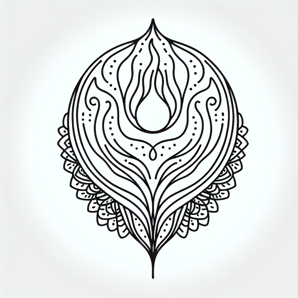 Single line "A crotch tattoo of an intricate mandala design inspired by the concept of rebirth and renewal, like a womb" Tattoo Design