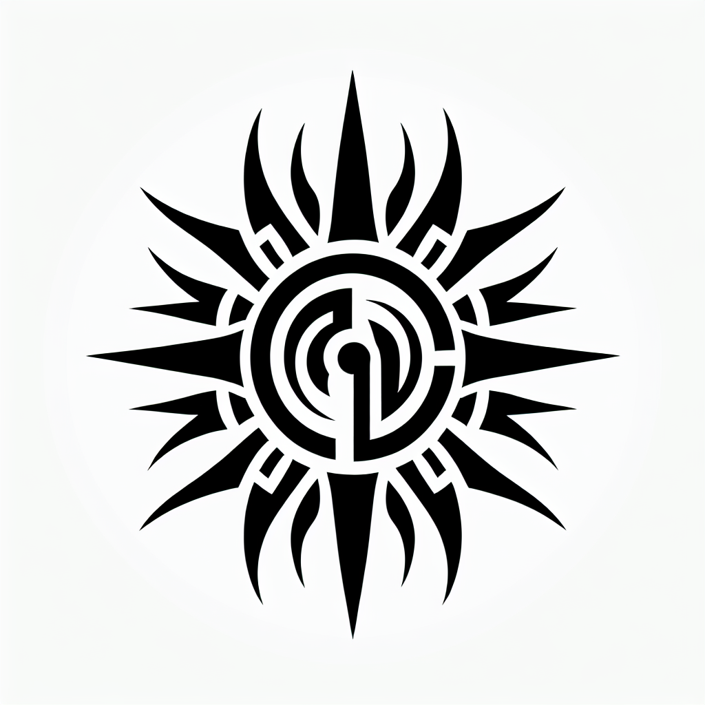 Tribal "Bold sun with rays" Tattoo Design