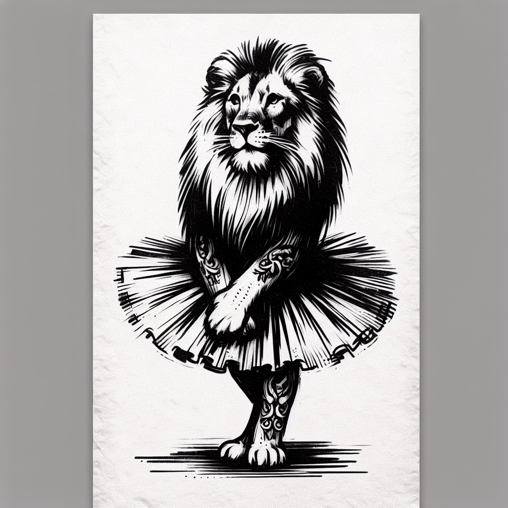 Sketch "lion with tutu" Tattoo Design